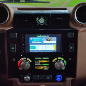 2011 LR LHD Defender 110 Soft Top day 33 dash with 2 Din radio conversion