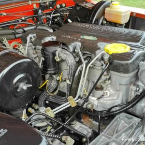 1994 LR LHD Defender 110 HCPU Red AA engine right