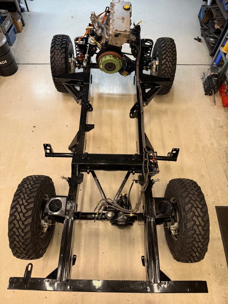 1999 Defender 90 Td5 Sage Green rolling chassis from top